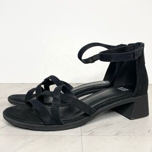 Eileen Fisher Noni Black Nubuck Heeled Sandal 9 1/2
